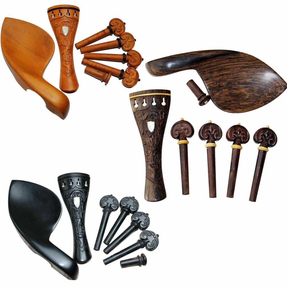 3 set Different Great Violin accessories engraved pattern Peg Tailpiece Chinrest