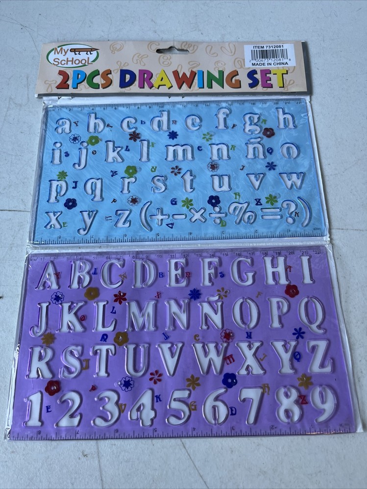 MY SCHOOL:  2 PCS DRAWING SET (PLASTIC) - NEW