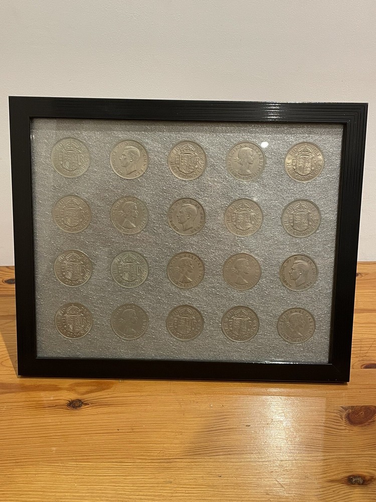 Pre Decimal Coin Display Frame For Half Crown 20 Slots Collection Rare