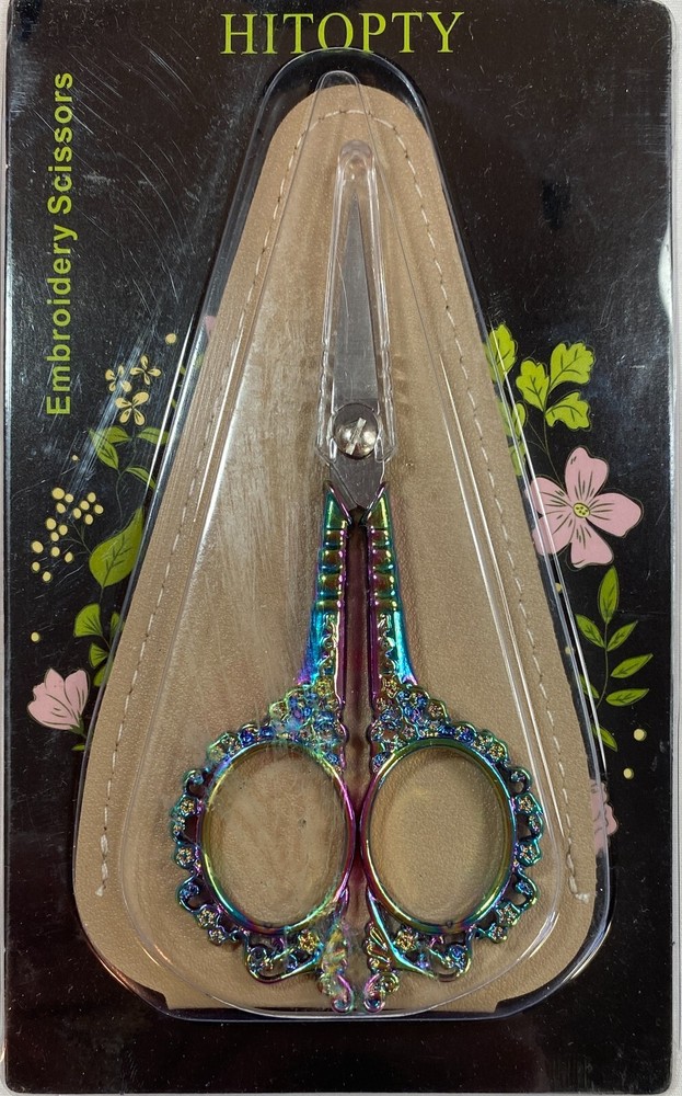 Sewing Sharp Embroidery Threading Scissors w/Cover for Needlework 4.5 in blue