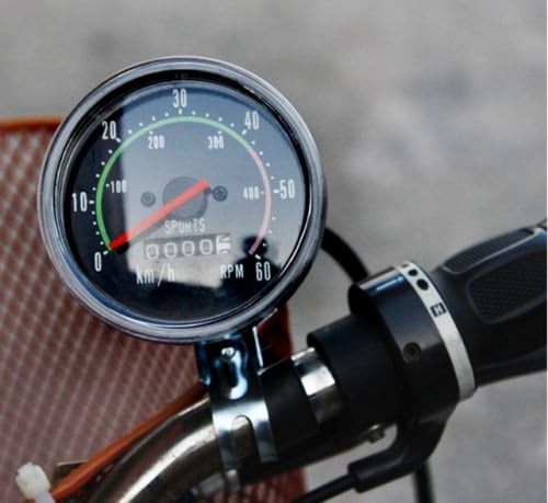 Classic Bicycle Speedometer Retro Chrome Bezel Easy Install Black Odometer