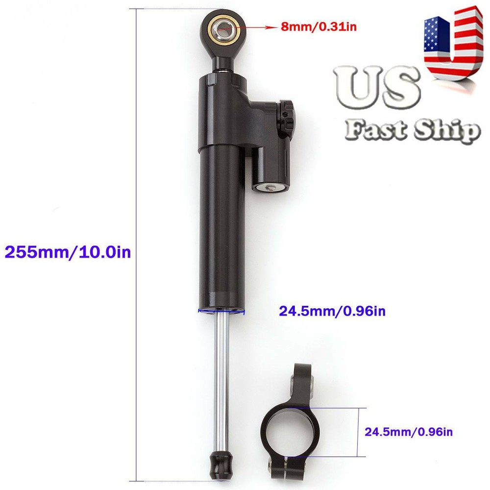 Universal CNC Steering Damper Stabilizer Linear Reversed Safety Control Black
