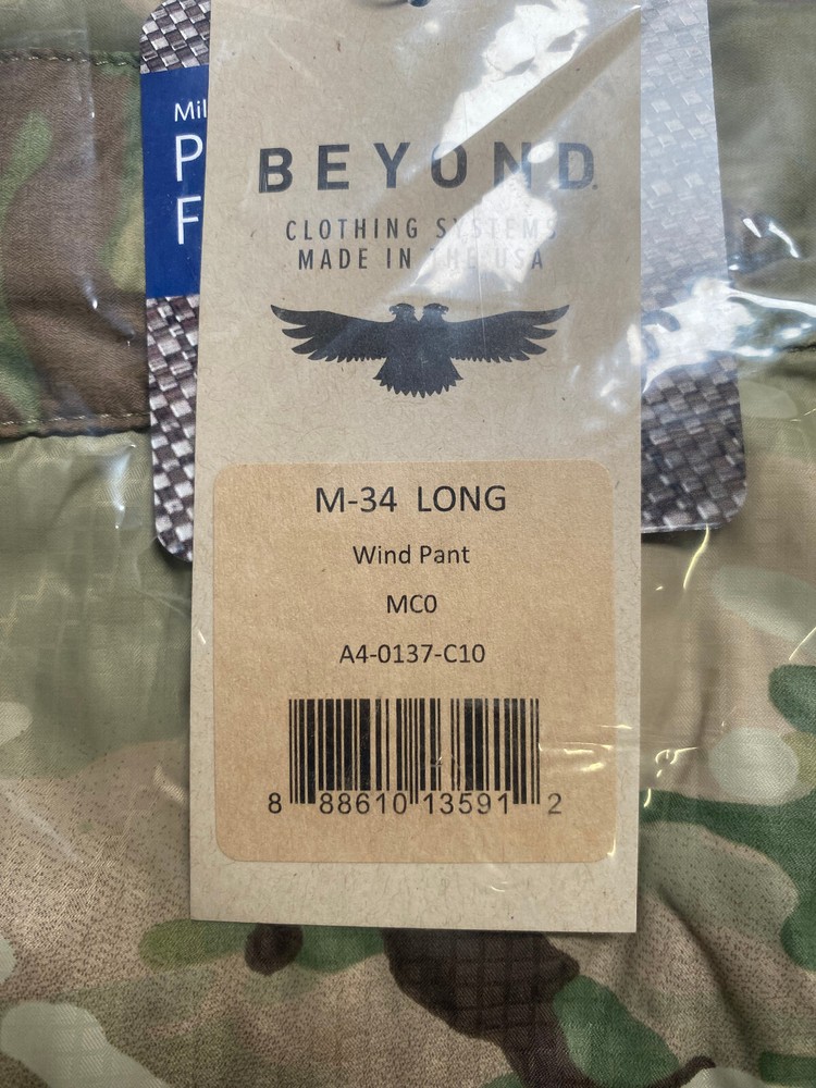 Beyond Clothing Wind Pant Multicam A4 L4 ECWCS PCU