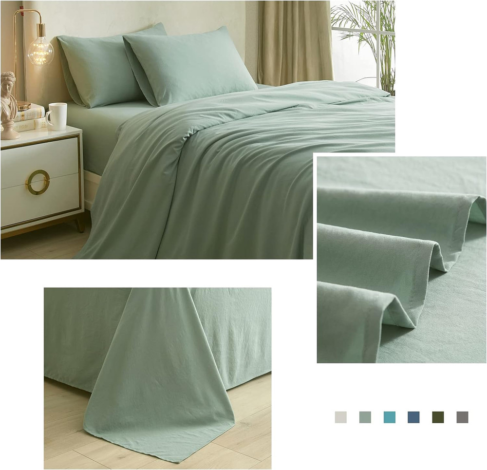 Sage Green Sheets for Queen Size Bed,4 Piece Cooling Sheets Queen Deep