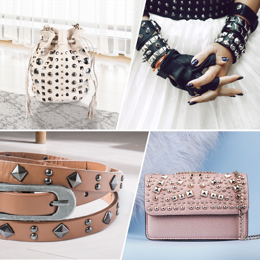 100 Sets Leather Rivets, 8mm Double Cap Rivets 8mm Height, Silver Tone