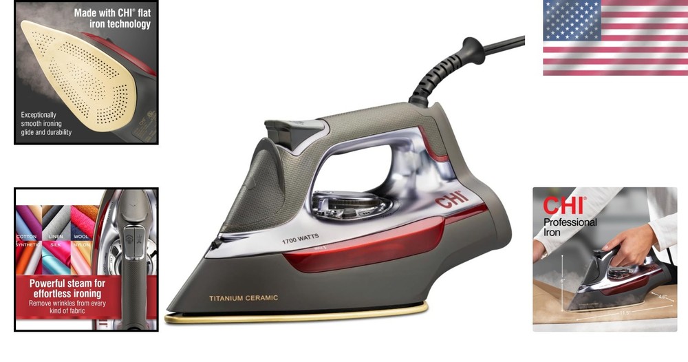 CHI Professional Iron: Steam Burst, Vertical Steaming, Scratch-Resistant Design