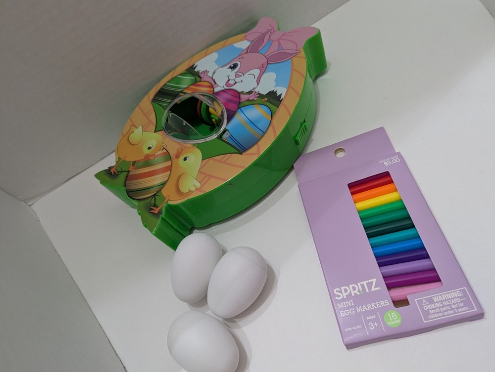 Easter Egg Dye Kit Spinner Machine Markers 3 Eggs Egg Decorating Kit