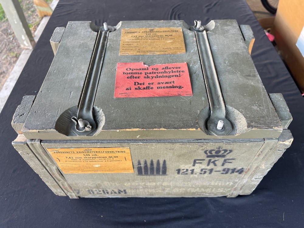 Vintage Danish Ammo Wood Box