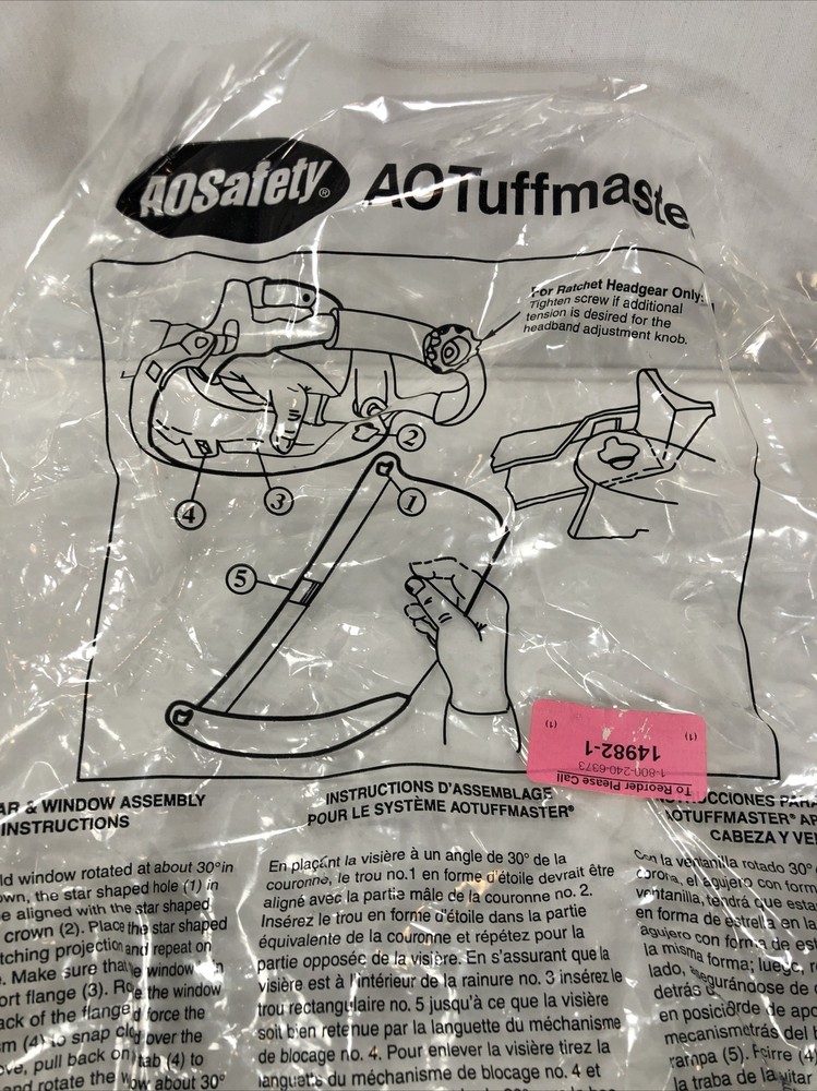 Tuff Master Face Shield Headgear - Ratchet Adjustment With Clear Shield- NEW