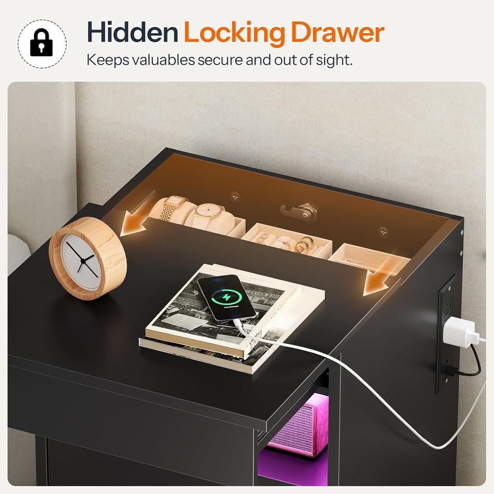 LED Nightstand with USB Charging Station