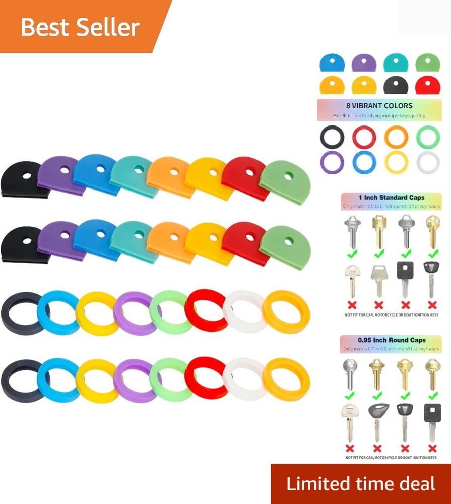 Colorful 32-Pack Key Identifier Covers - Two Styles for Easy Key Management!