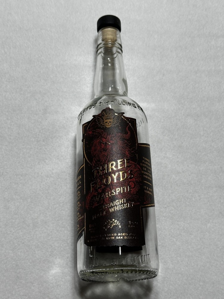 THREE FLOYDS Warspite Straight Malt Whiskey EMPTY BOTTLE Small Batch Indiana