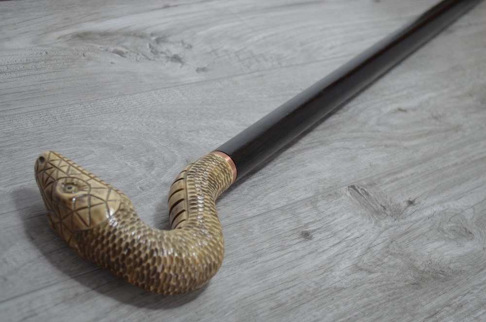 Cane Walking Stick Wooden carved Handmade - Asp