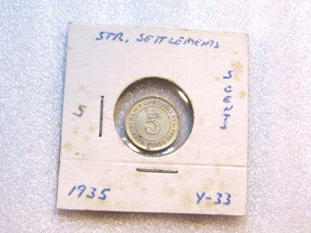 Straits Settlement 1935 5 Cents Silver Coin