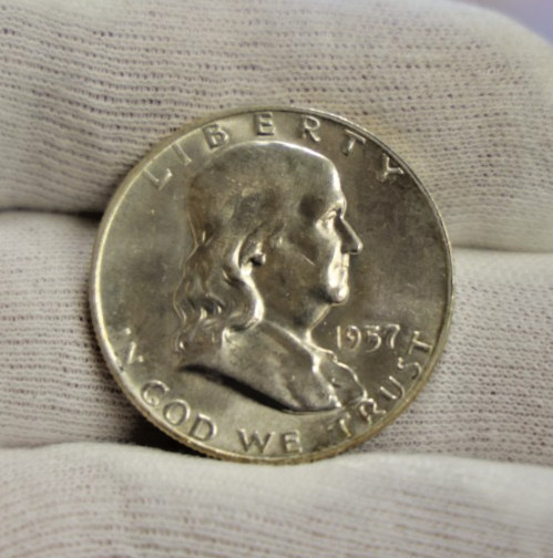 1957 D US Franklin Half 50c Nice Unc