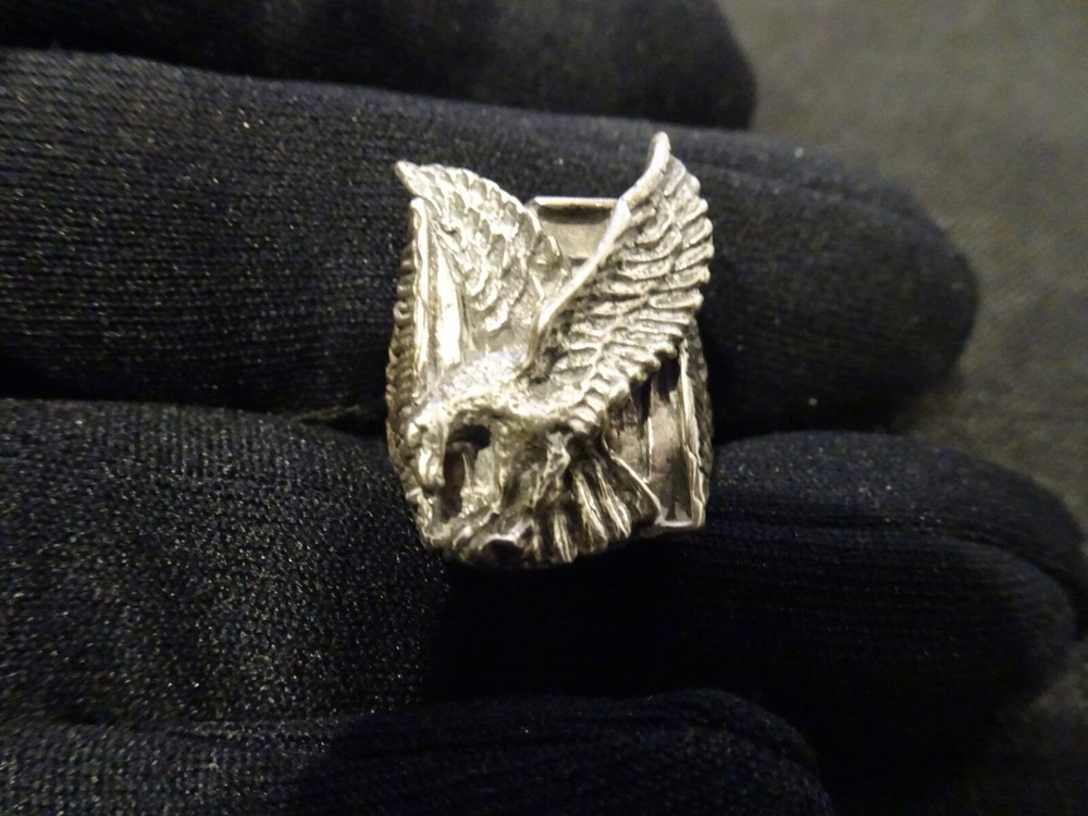 #637-VINTAGE STERLING SILVER EAGLE RING-925-SIZE-8