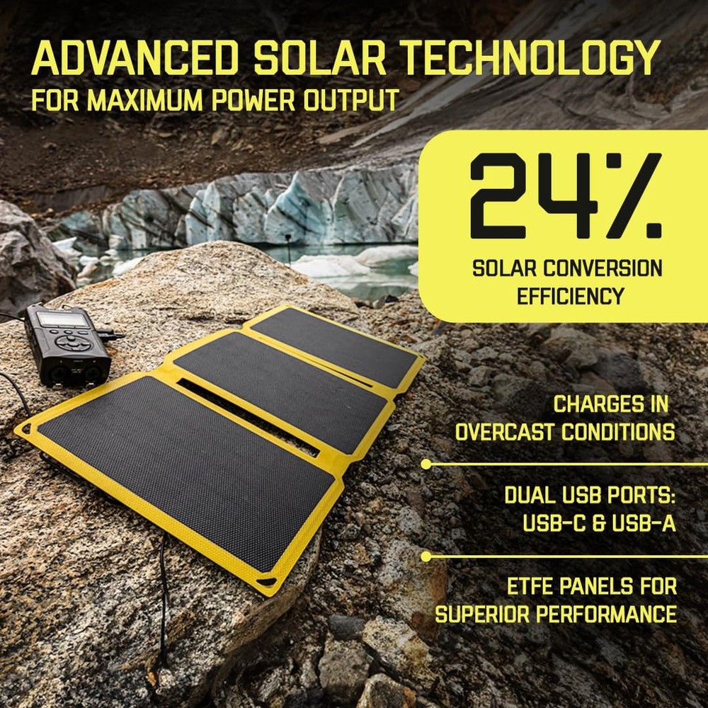 SunJack – 25 Watt Foldable Solar Panel, ETFE Monocrystalline Portable Sola