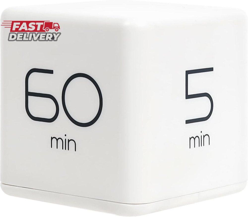 Mooas Cube Timer (White), Timers Cube Flip Block Timers Productivity Gravity Sen