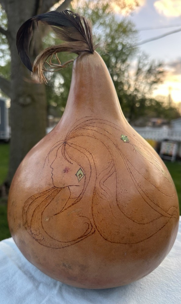 Beautiful Hand Carved Gourd 10”
