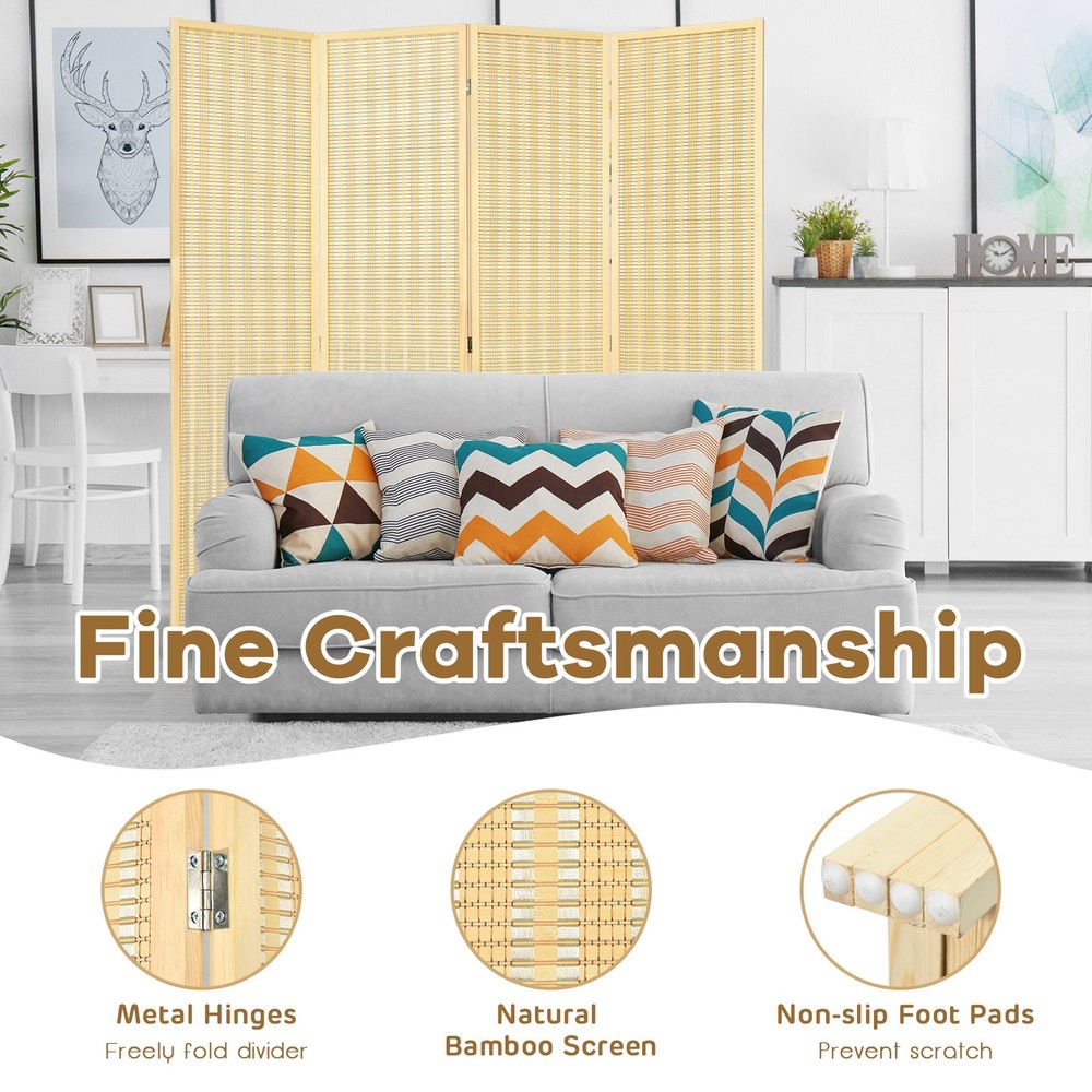 Costway 4 Panel Room Divider Screen Portable Folding 6 ft Partition Screen