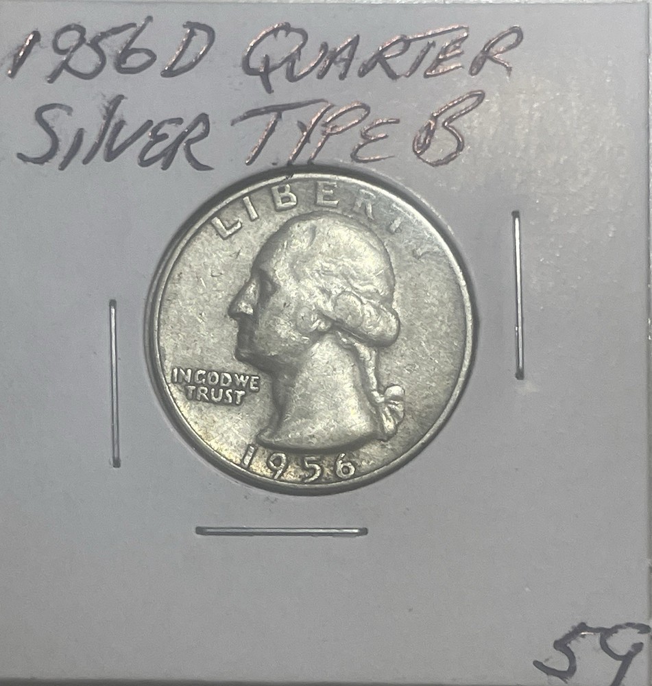 1956 D Silver Quarter Type B Error