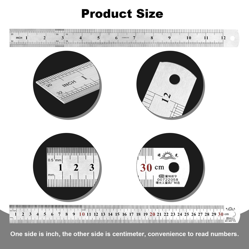 Architectural Scale Ruler Set, 2 Pack 12 Inch Aluminum Architect Ruler with Stan