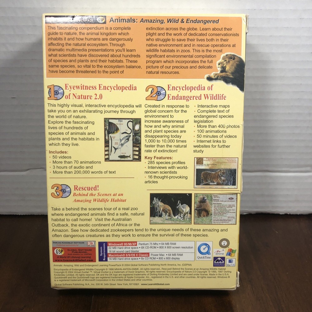 Animals: Amazing Wild & Endangered DK Learning PowerPack Windows 95/98/XP