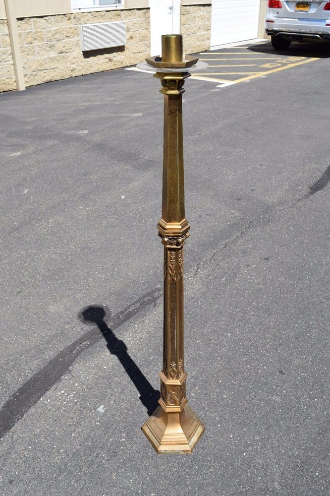 + Large Antique Gothic Paschal Candlestick + (CU164) + chalice co.