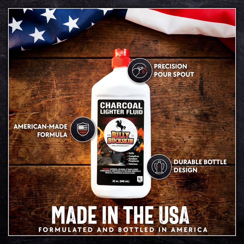 Charcoal Lighter Fluid (1 Quart) - Clean Burning, Low Odor & Fast 1 Pack
