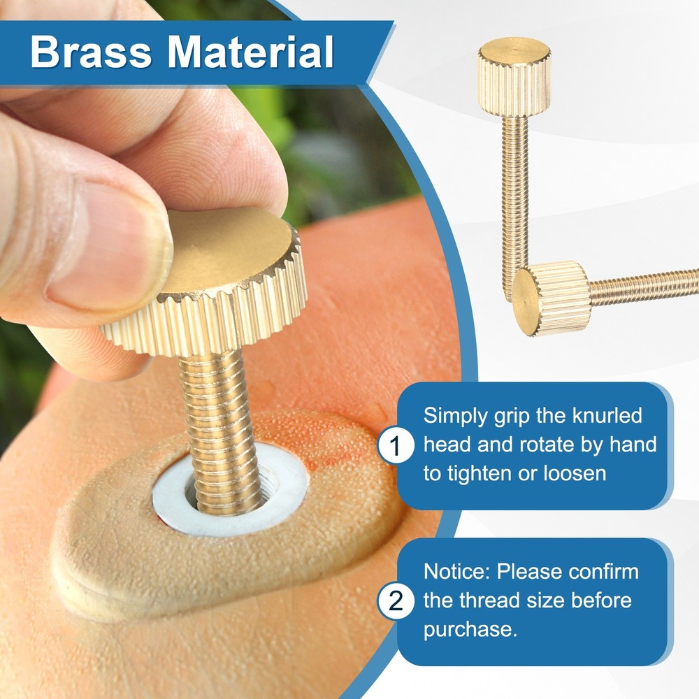 16-Pack Knurled Thumb Screws, M4x30mm Solid Brass Flat Head Knurled Bolts