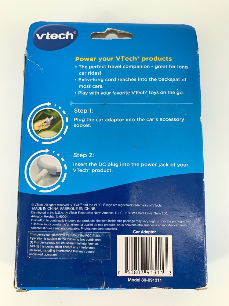 VTech Car Charging Adapter Charger, White for VTech Products