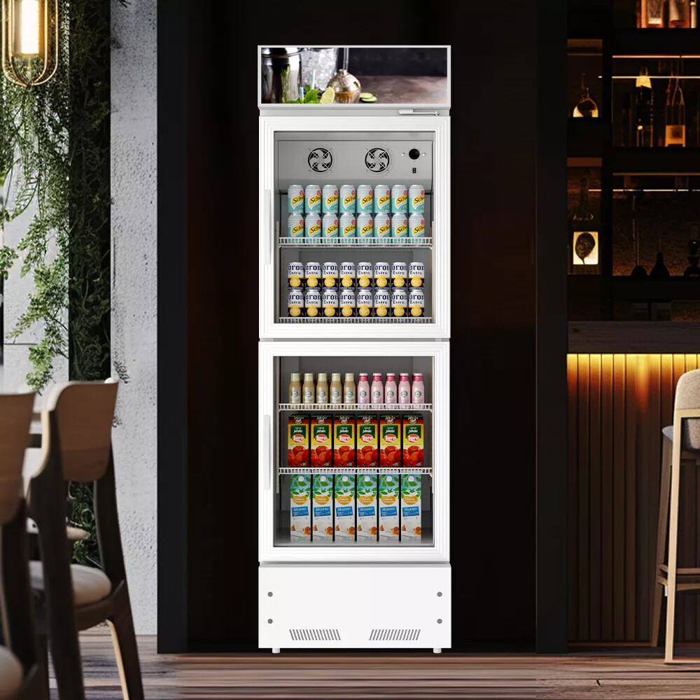 10.9 CU.FT 2 Glass Doors Commercial Display Beverage refrigerator Cooler Bars