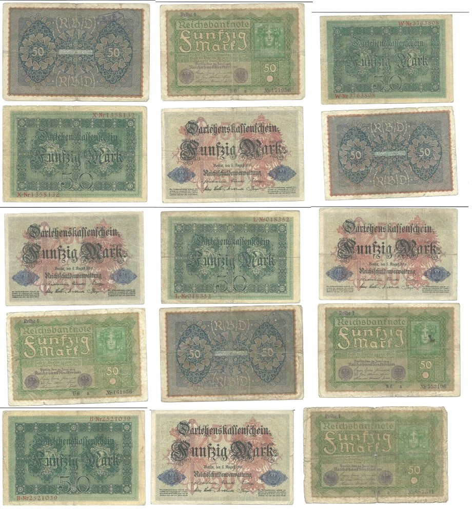 50mark notes:  1914 and 1919