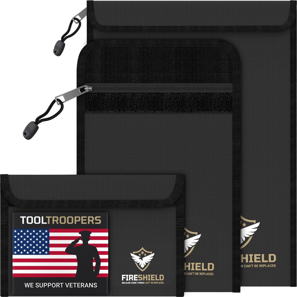 Best FIRESHIELD PRO Upgraded 2000F Fireproof Document Bag 3-Pack Fire & Water