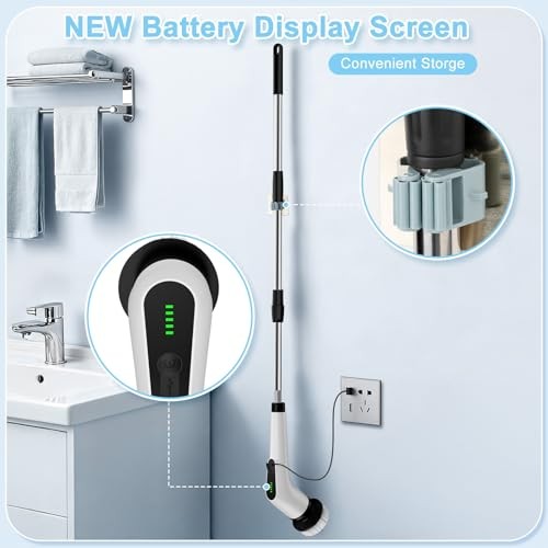 Electric Spin Scrubber, Cordless Cleaning Brush with 8 Replaceable Brush