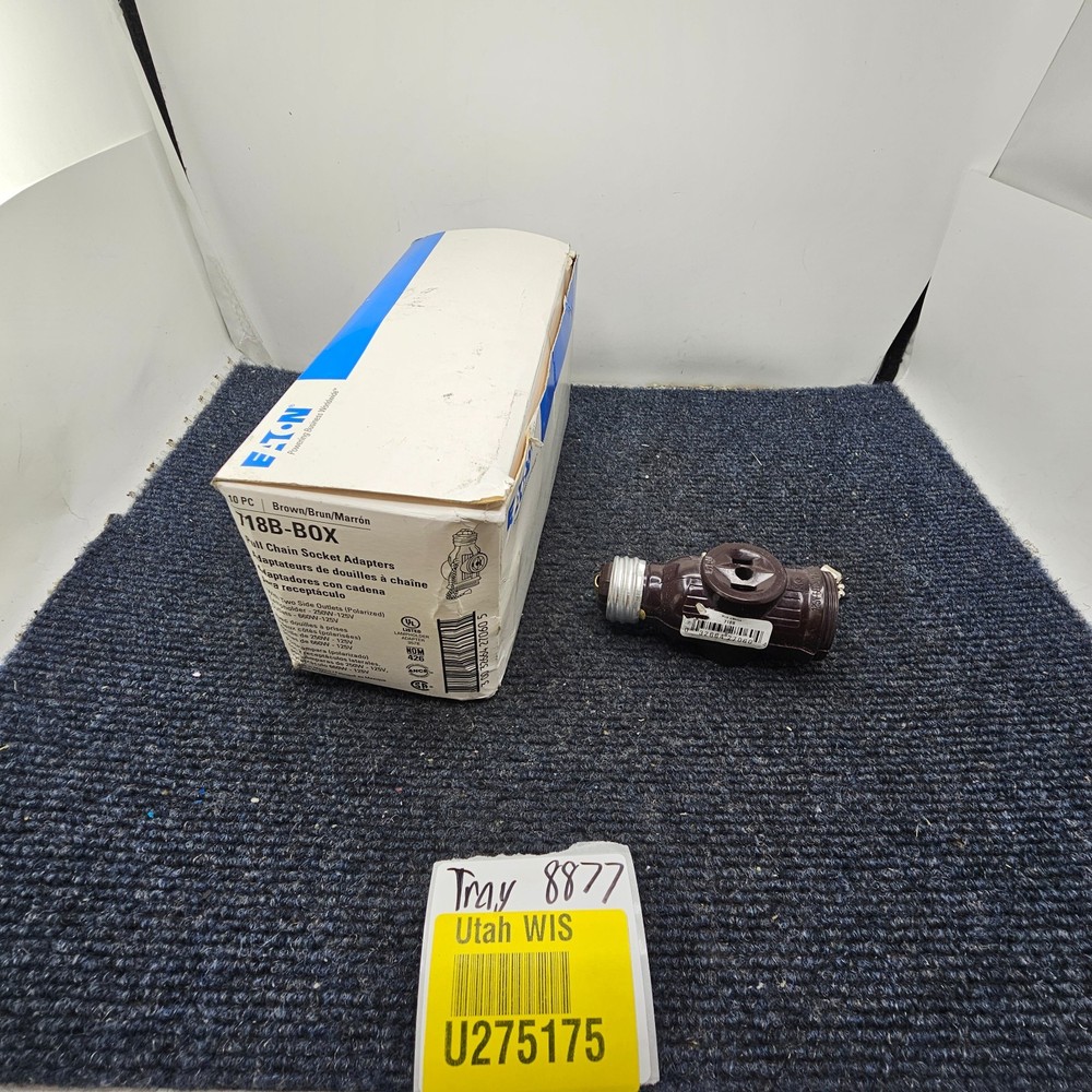 (QTY 10) Eaton 718B-BOX: Pull Chain Socket Adapter with 2 Side Outlet, Brown