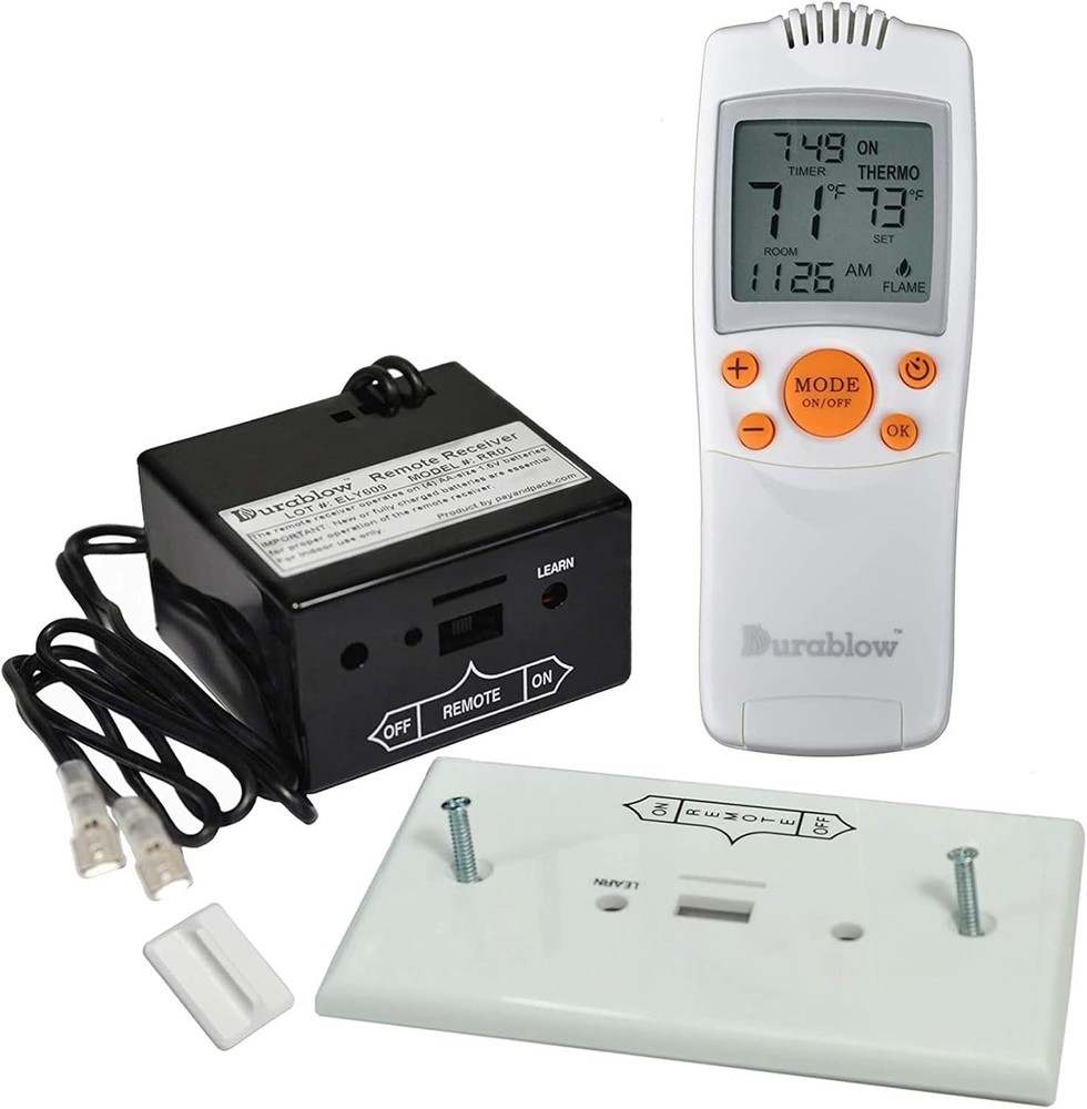 Wireless RF Remote Control System for Gas Fireplace with LCD Temperature Display