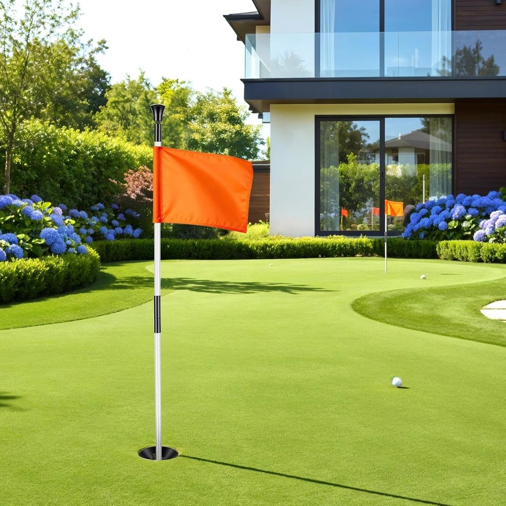 2 Pack Golf Flagpole - Portable Detachable Design - Ball Retrieval Base, Perfect