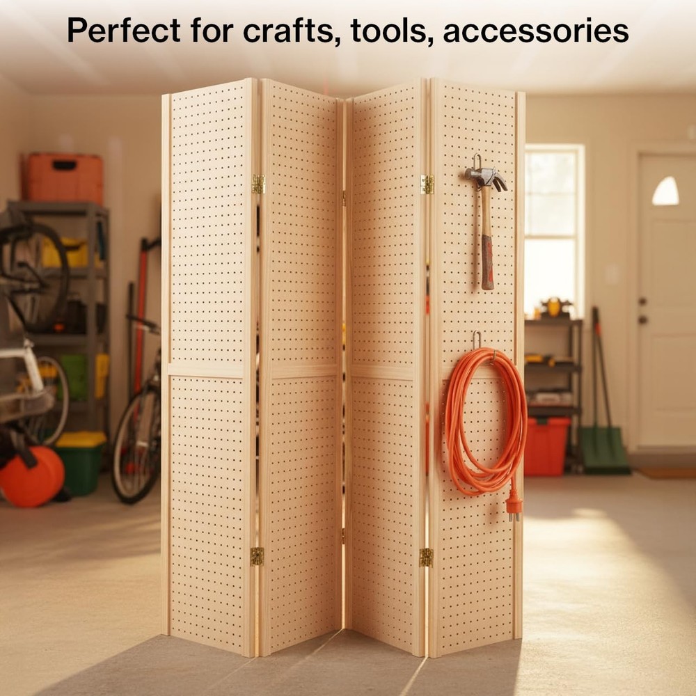 5 Foot 4-Panel Folding Pegboard Stand for Crafting - Versatile Pegboard Displ...