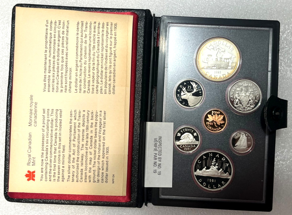 Canada Double Dollar 1981 Proof Set w/ Silver $1 Trans-Canada Railway