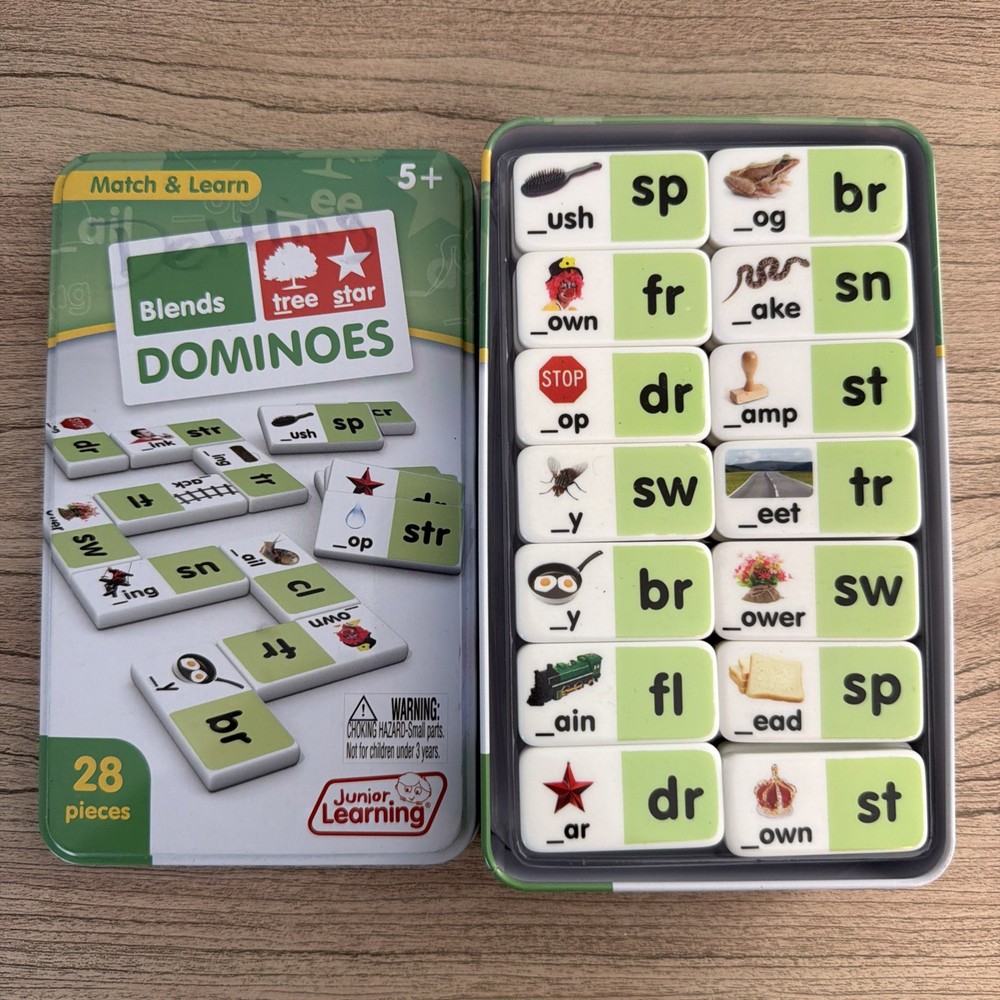 Blends Dominoes Phonics Blending Junior Learning 5+ Multi-Player 28 Pieces