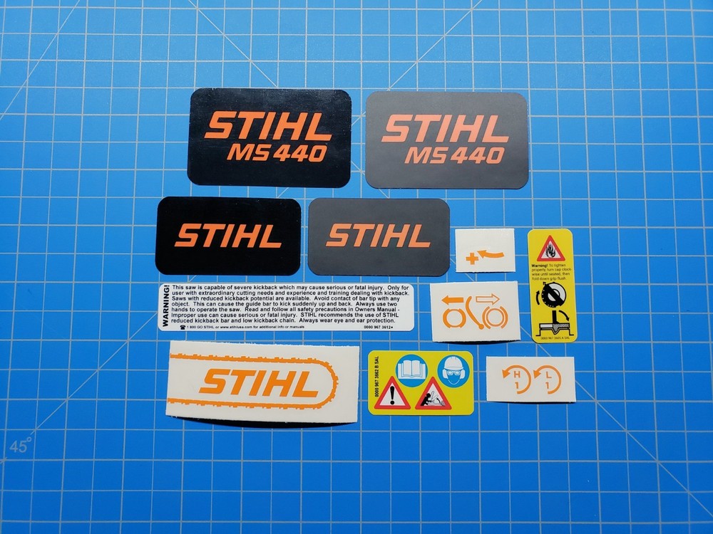 Stihl/Farmertec 044, MS 440 Chainsaw Complete Vinyl Decal / Sticker Kit.