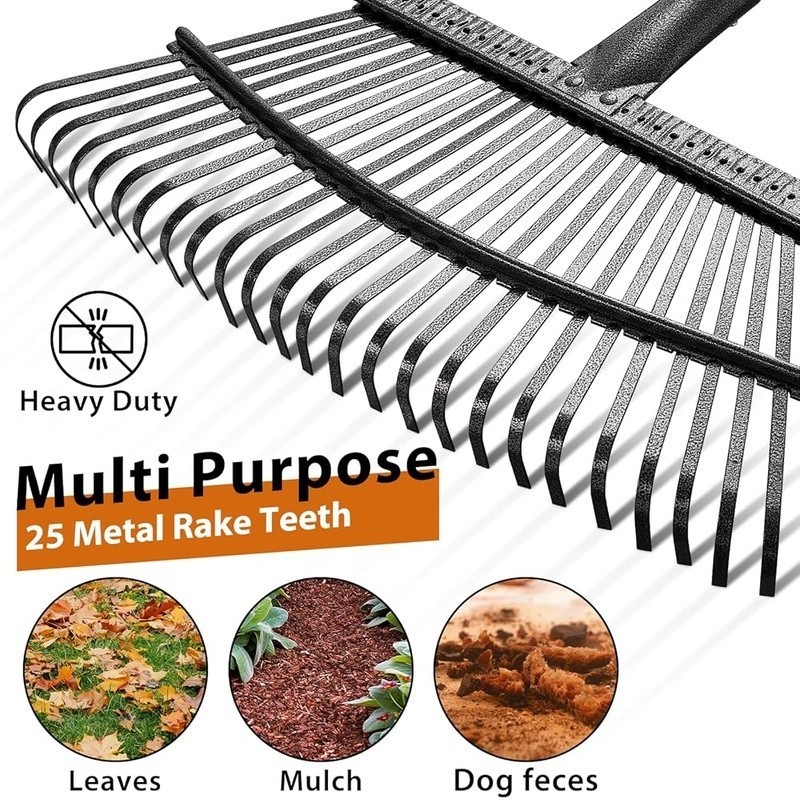 Garden Cleanup Set Heavy Duty Rake Adjustable Handle Leaf Scoops & Bag New