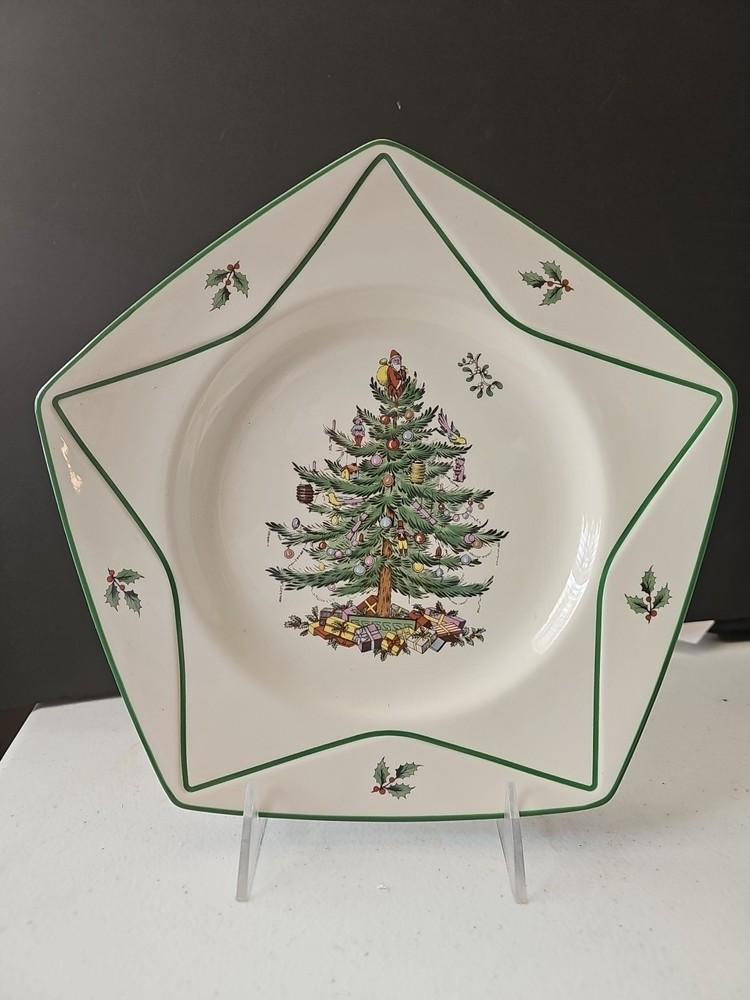 SPODE Christmas Tree Star Shaped 9" Serving Plate