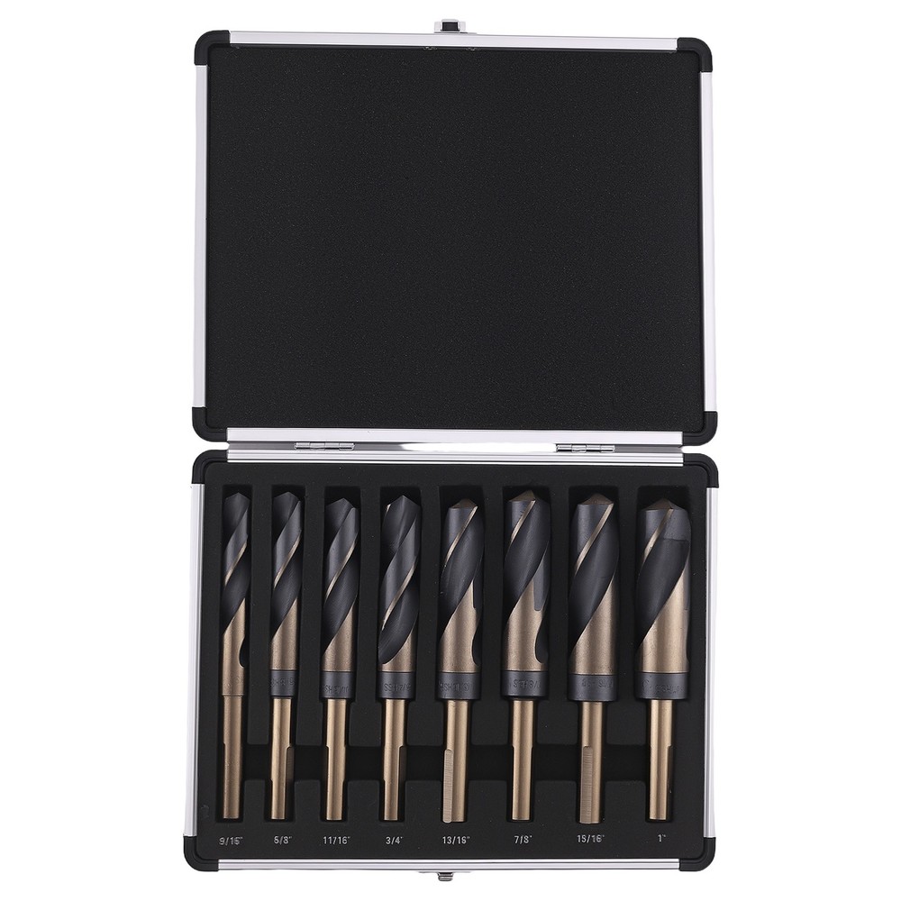 8PC HSS Cobalt Silver Deming Drill Bits Point 9/16-1" w/ Range Storage Case
