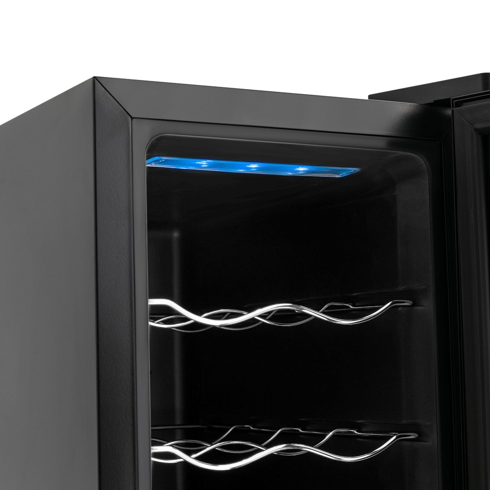 8-Bottle Wine Cooler Compact Mini Fridge Smart Temp Control LED Blue Lighting