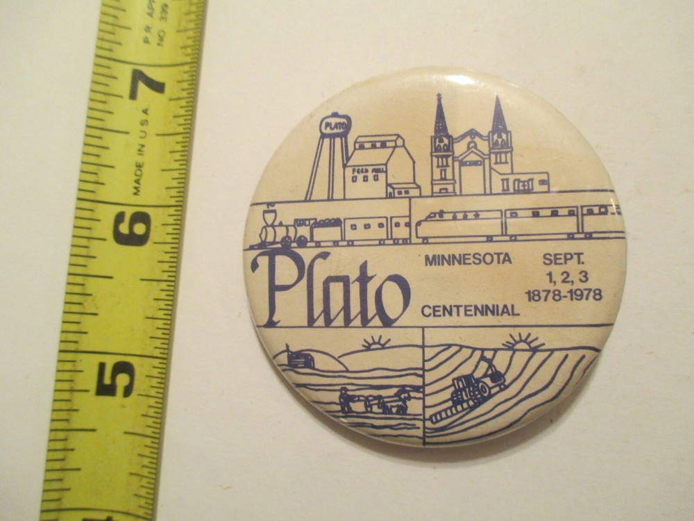 Plato Minnesota Centennial 1978 MN Pinback Button