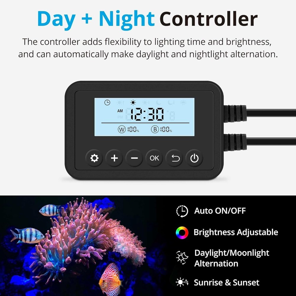 36W Saltwater Aquarium LED Reef Light with Programmable Timer and Color Control
