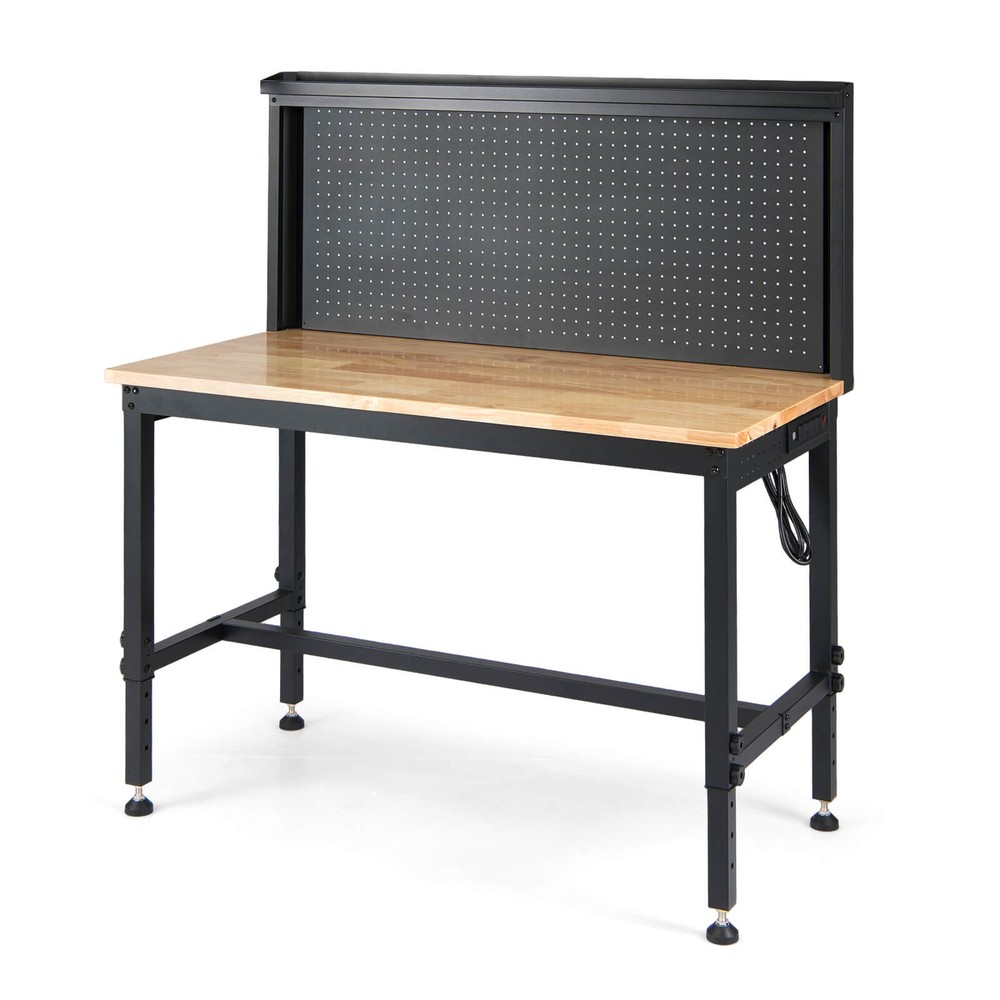 48” Heavy Duty Workbench with Pegboard and AC/USB Outlets, Max Load 2000 LBS