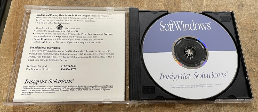 Insignia Solutions SOFT WINDOWS on CD-ROM for Power Macintosh